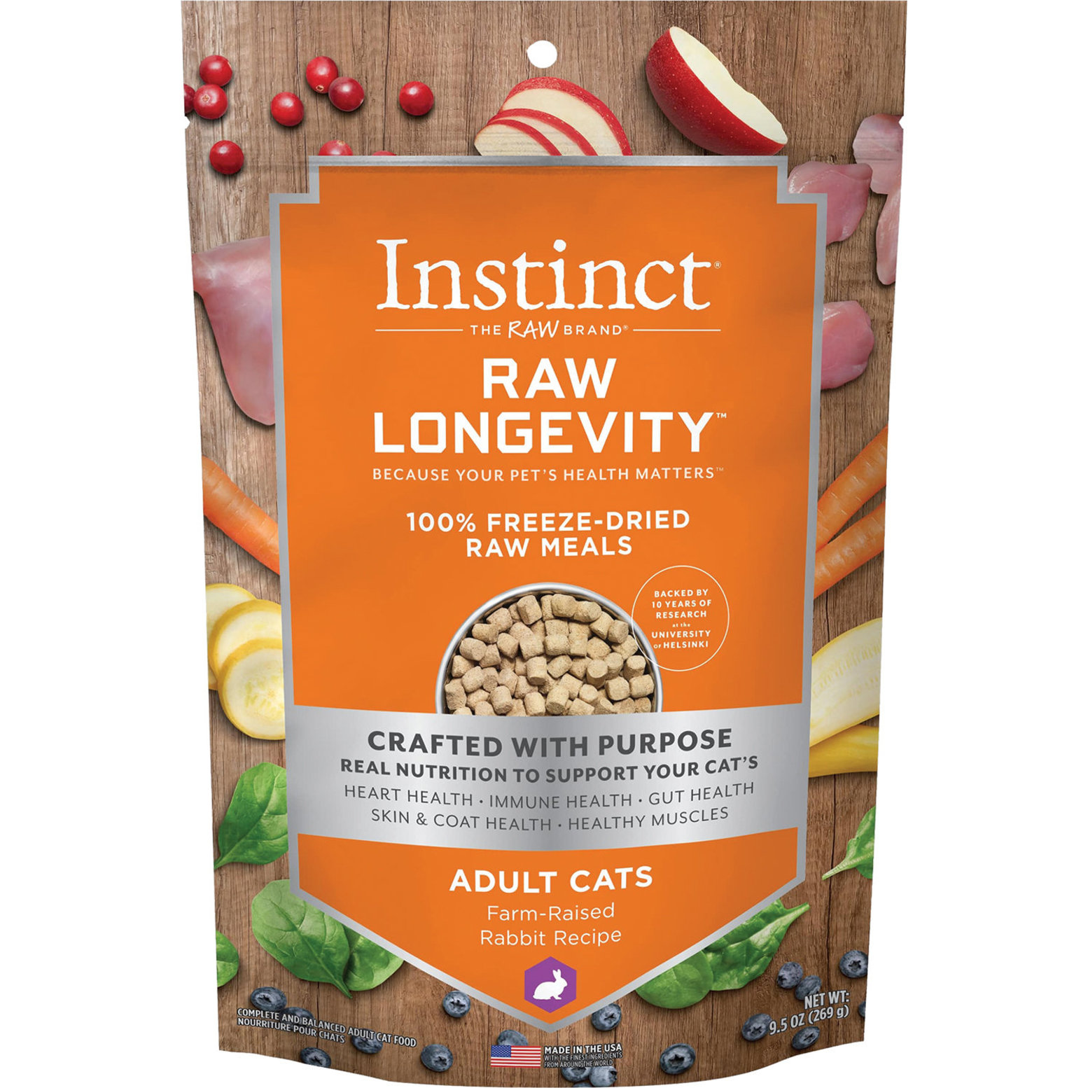 Instinct Raw Freeze Dried Raw Meals Adult Rabbit Cat Food 9.5 Oz