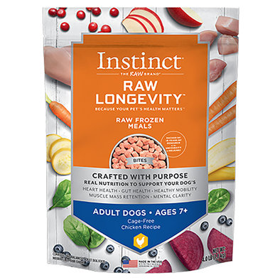 Instinct, Senior 7+, Longevity - Chicken Bites  - 1.81 kg - Frozen Dog Food