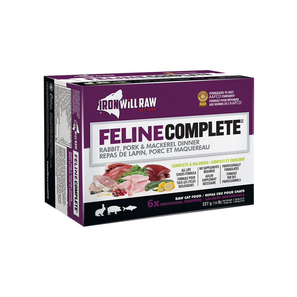 View larger image of Iron Will Raw, Feline Complete, Rabbit,Pork and Mackerel Dinner - 1.36kg