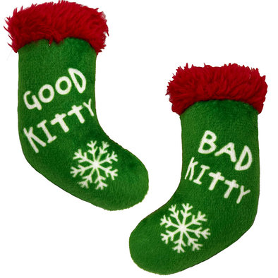 Good/Bad Kitty Stocking - Red/Green
