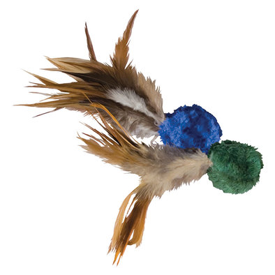 Cat Naturals Crinkle Ball with Feathers Assorted