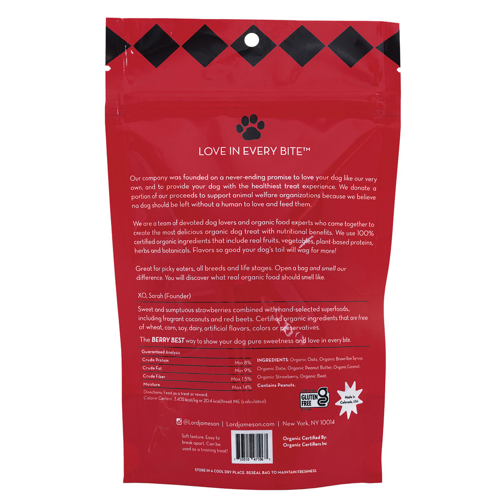 View larger image of Lord Jameson, Berry Best Organic Dog Treats - 170 g Dog Treats