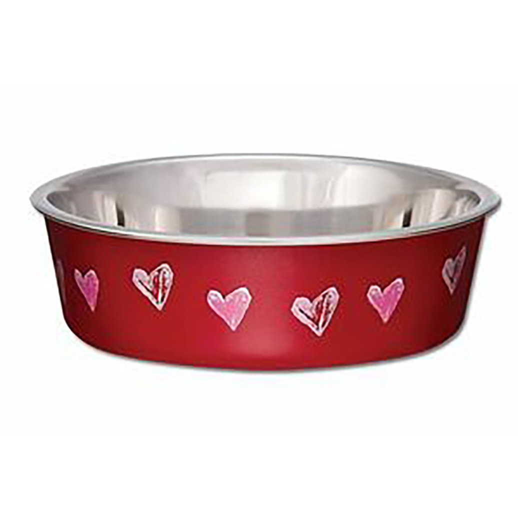 View larger image of Cat - Bella Bowl Hearts Design - Valentine Red