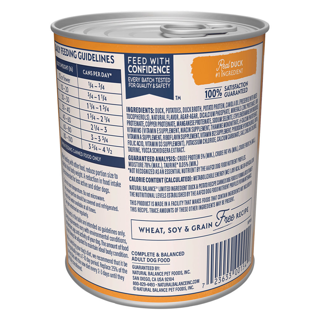 View larger image of Natural Balance, Limited Ingredient Canned Dog Formula, Duck & Potato - 369 g - Wet Dog Food