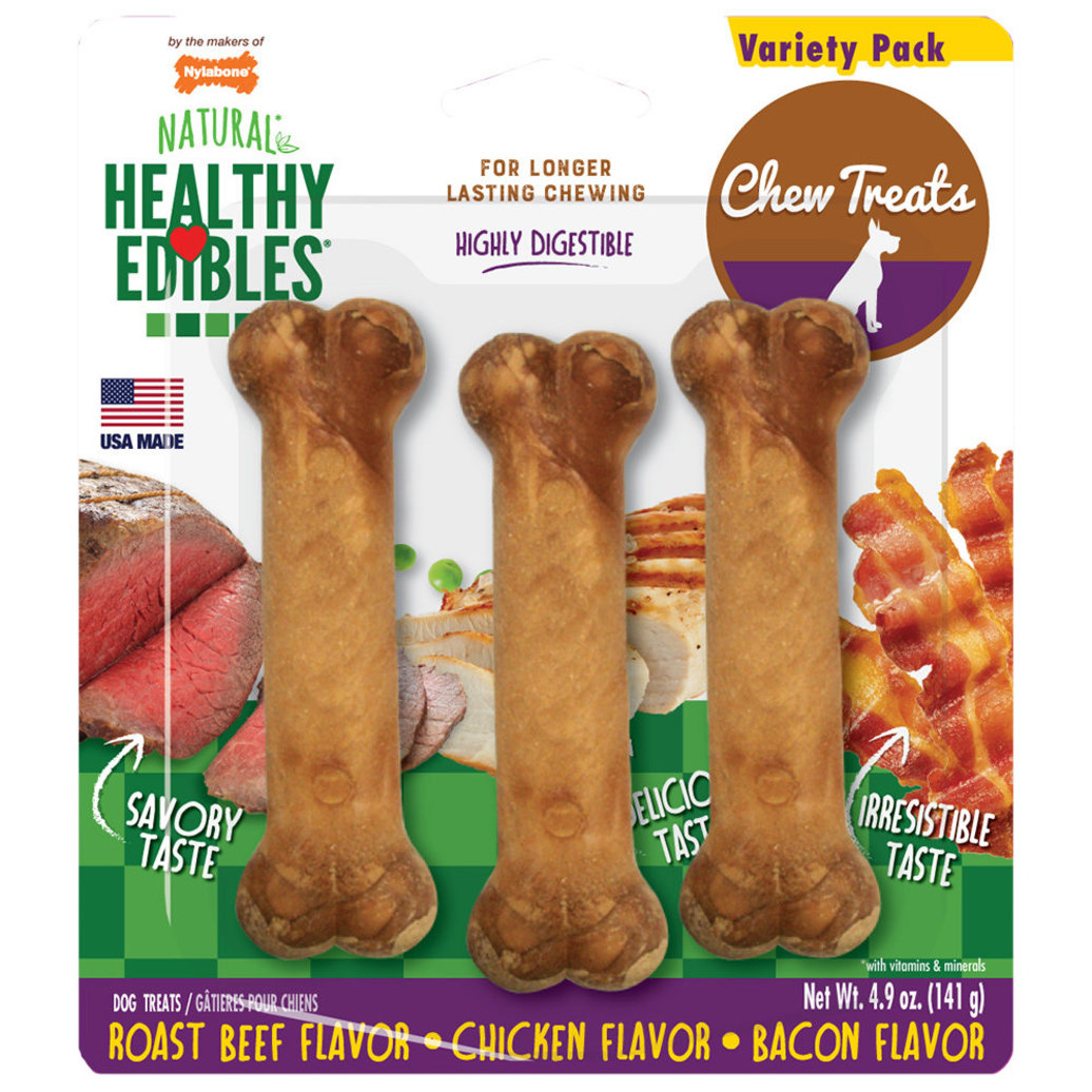 View larger image of Nylabone, Healthy Edibles, Chicken & Beef Variety Pack - 3 Pc