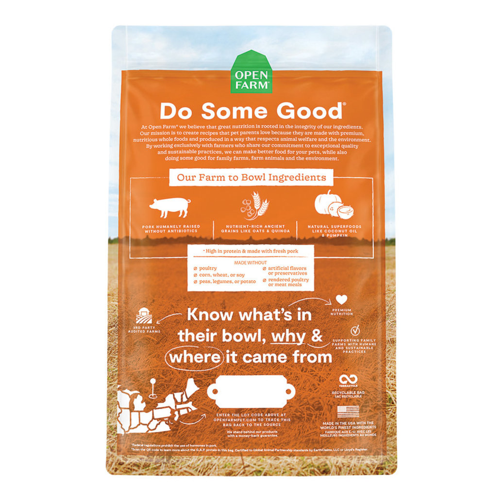 View larger image of Open Farm, Farmer’s Table Pork & Ancient Grains Adult Dog Dry Food