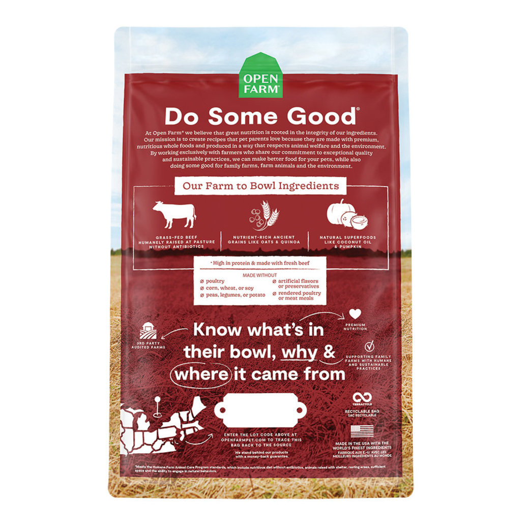 View larger image of Open Farm, Grass-Fed Beef & Ancient Grains Adult Dog Dry Food