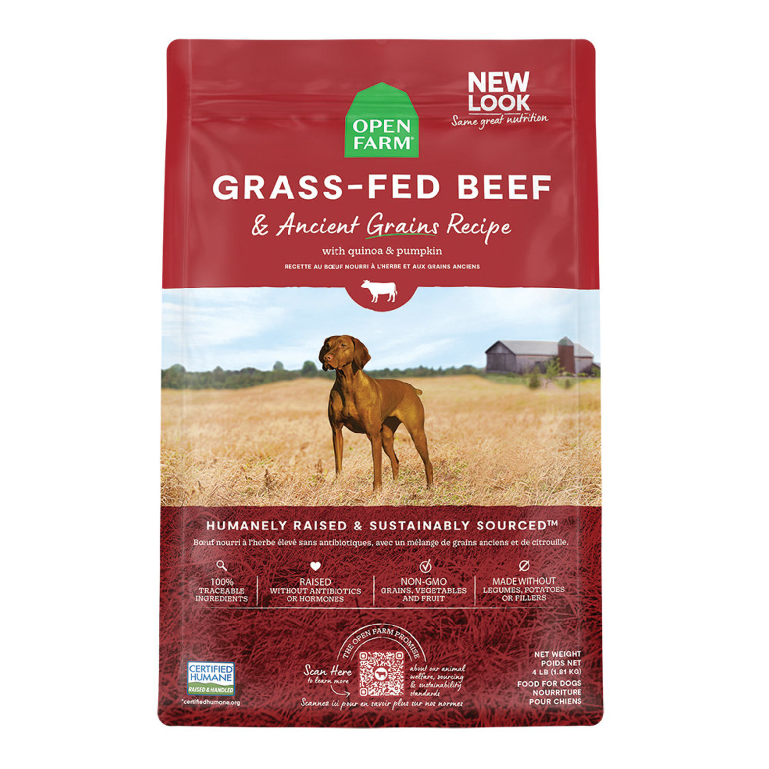 Open Farm Grass Fed Beef Ancient Grains Adult Dog Dry Food