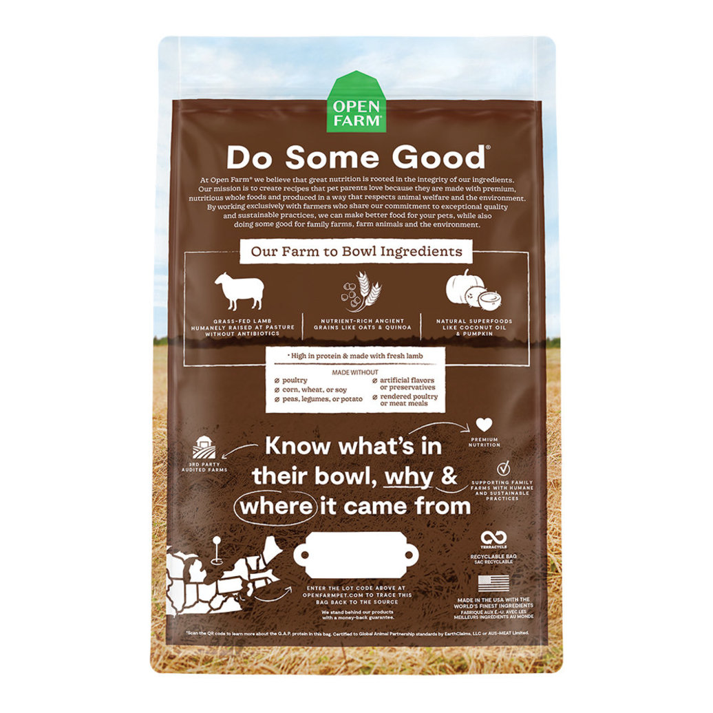 View larger image of Open Farm, Pasture-Raised Lamb & Ancient Grains Adult Dog Dry Food