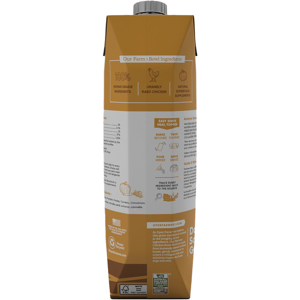 View larger image of Open Farm, Tetra, Adult - Harvest Chicken Bone Broth - 1000 ml - Wet Dog Food