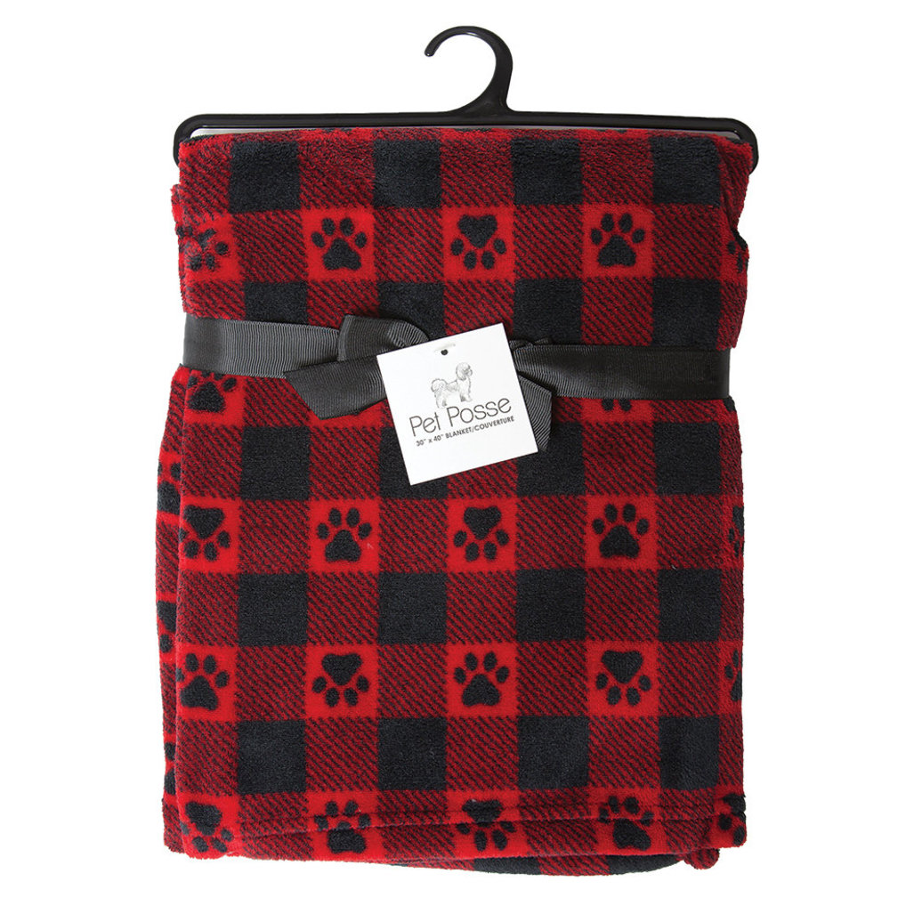 View larger image of Pet Posse, Blanket - Red Check w/ Paw