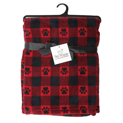 Blanket - Red Check w/ Paw