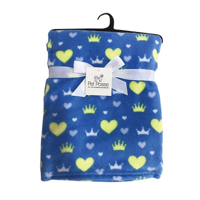 Pet Posse, Fleece Blanket  - Hearts & Crowns - 30" x 40"