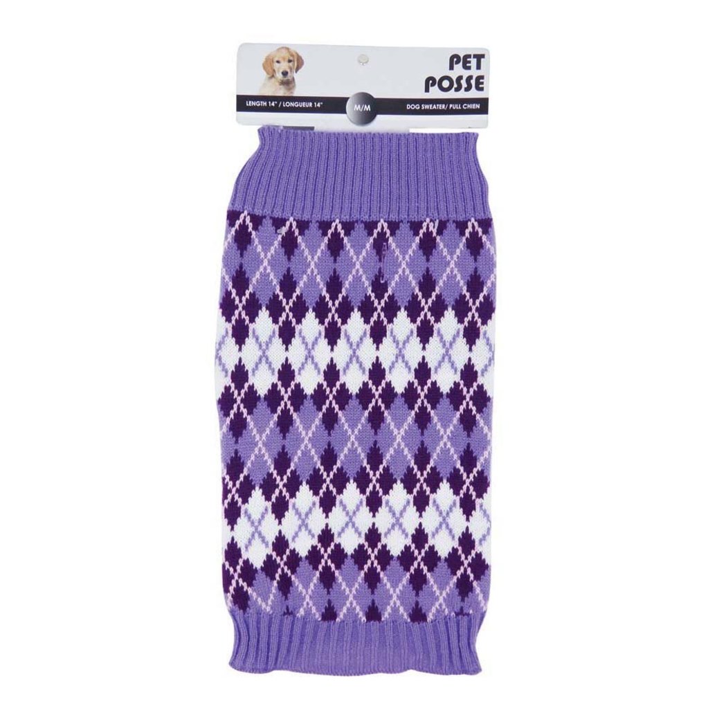 View larger image of Mock Neck Sweater - Argyle - Purple