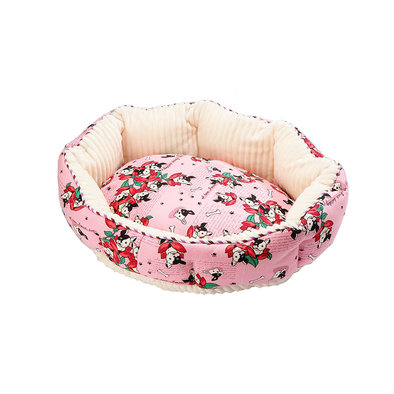 Round Pet Bed - Frenchies - Pink - Small