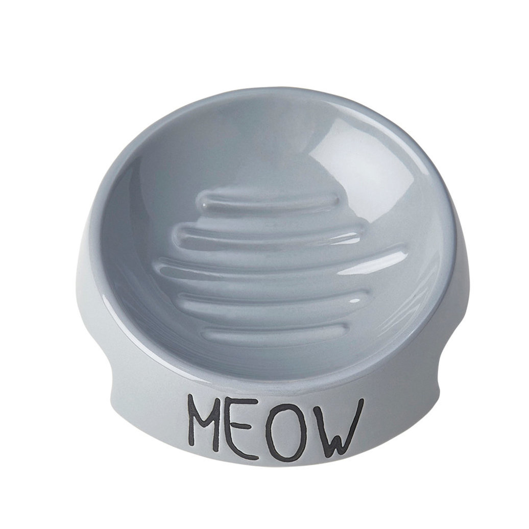 View larger image of PetRageous, Meow Inverted Cat Bowl - Gray - 5"