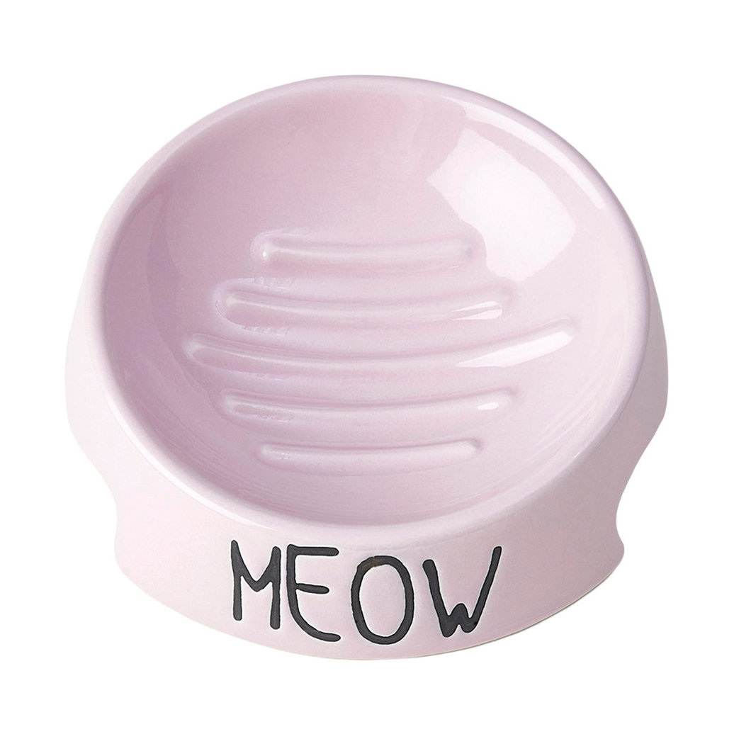 View larger image of PetRageous, Meow Inverted Cat Bowl - Pink - 5"
