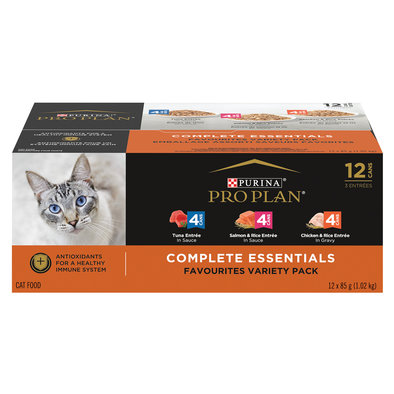 Pro Plan Wet Cat Complete Essentials Favourites Variety Pack 12x85g