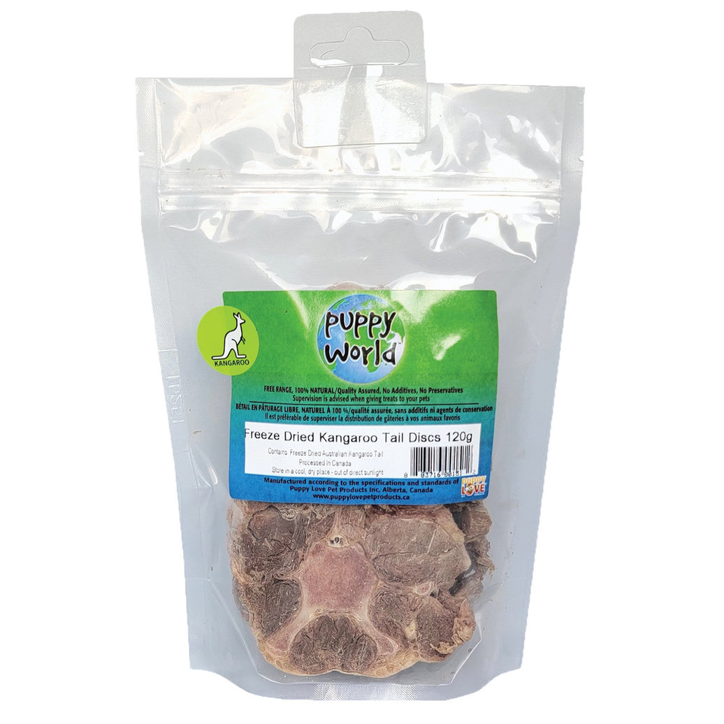 View larger image of Puppy Love, Puppy World, Freeze Dried Kangaroo Tail Discs - 120 g
