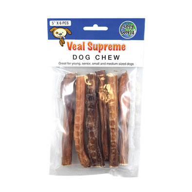 Puppy World, Supreme Veal Chew - 5" - 6 pk
