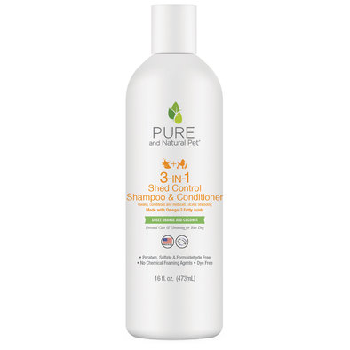 Pure and Natural Pet, 3-IN-1 Shed Control Shampoo & Conditioner - 16 oz
