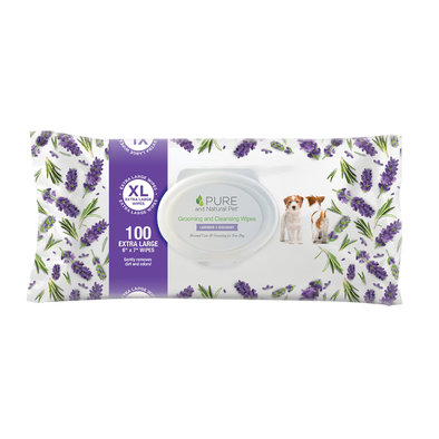 Pure and Natural Pet, Grooming and Cleansing Wipes - Lavender and Rosemary - 100 ct