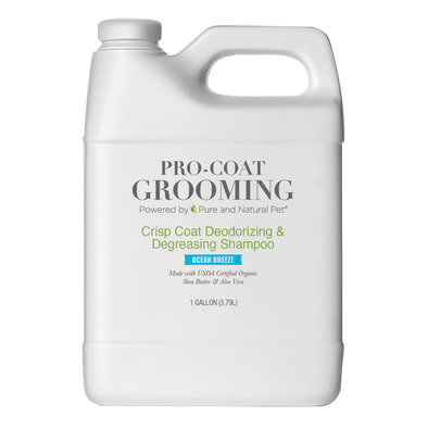 Pure and Natural Pet, Pro-Coat, Crisp Coat Deodorizing & Degreasing Shampoo - Ocean Breeze - 1 Gallo