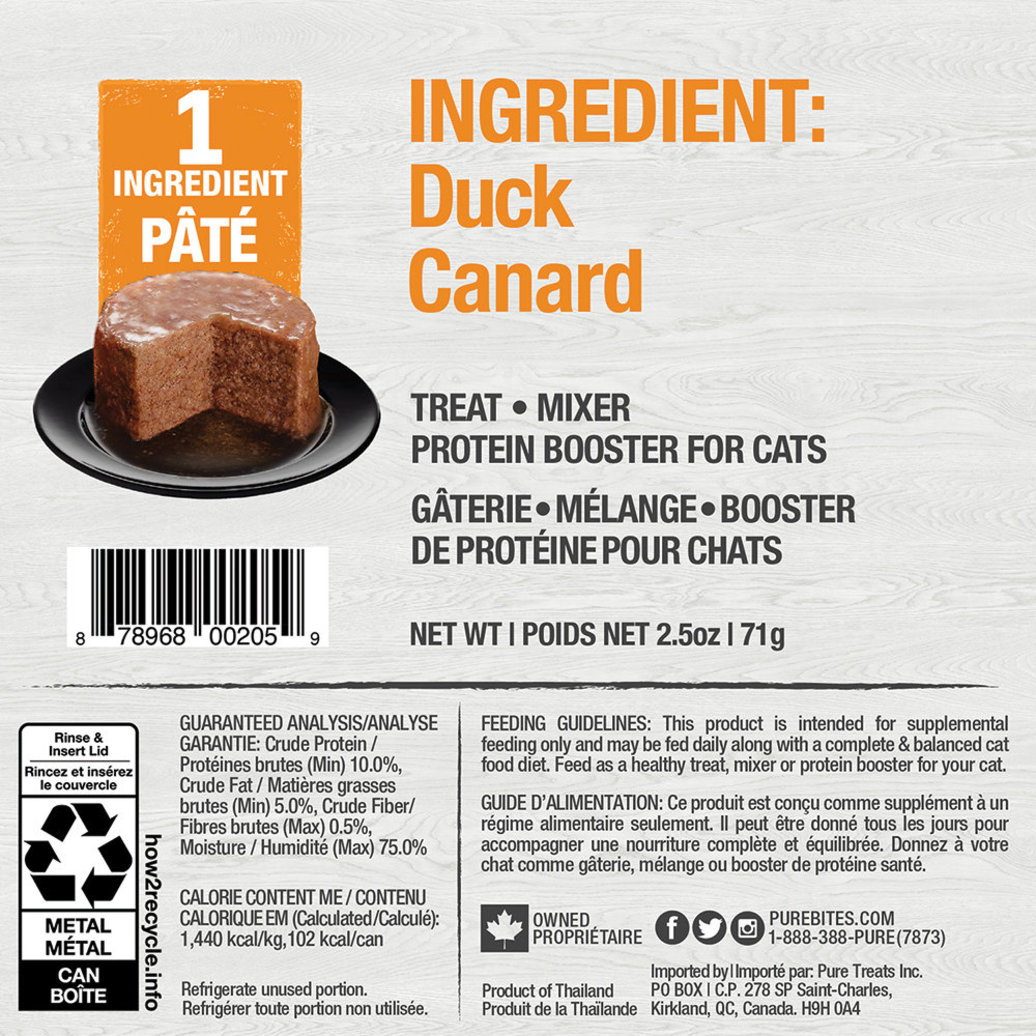 View larger image of PureBites, Can, Feline - Duck Pate - 71 g - Wet Cat Food
