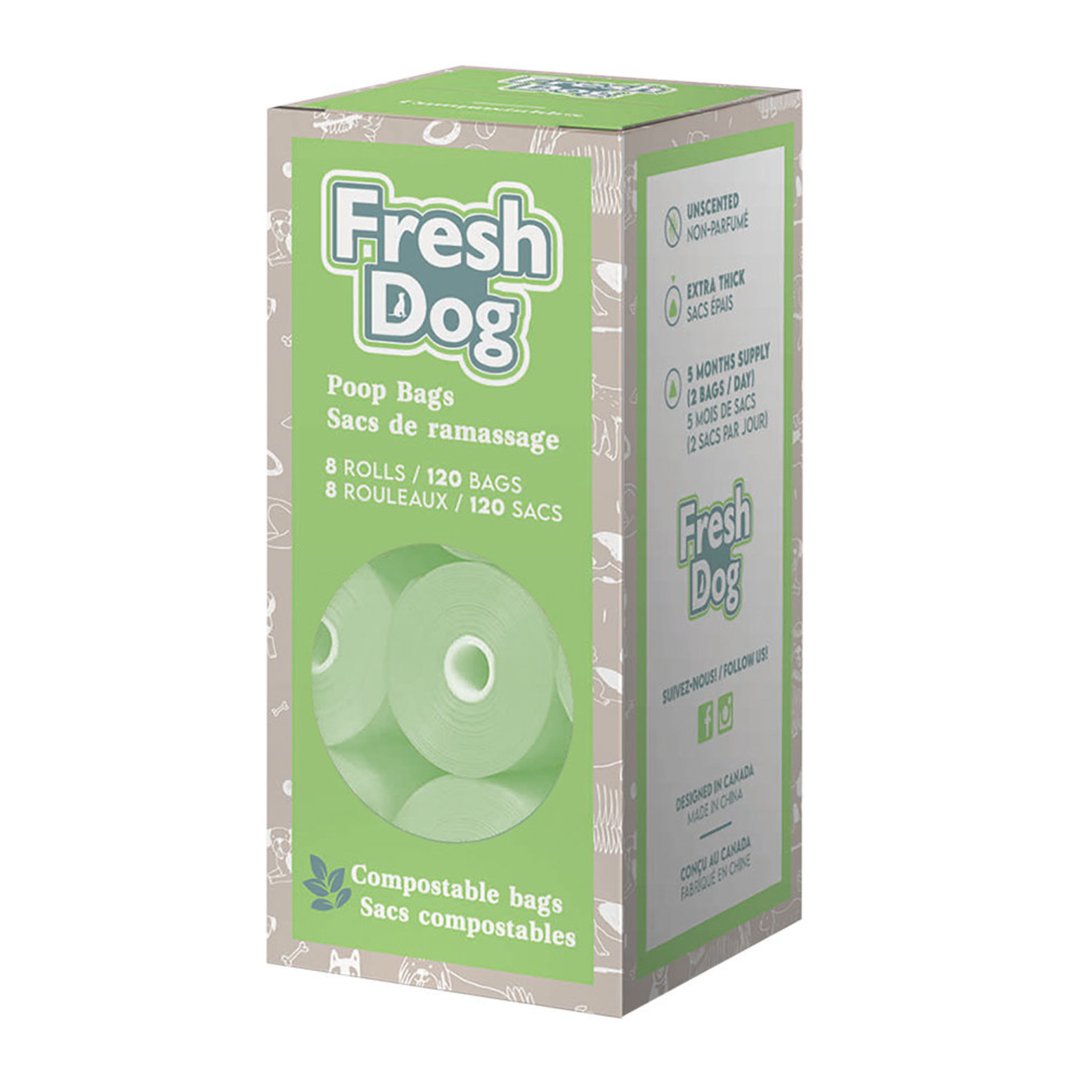 Compostable Dog Poop Bags  Grey  Poppy  Ted