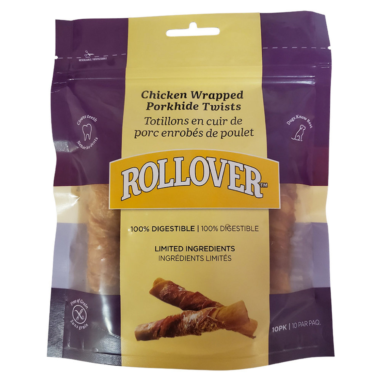 Rollover Chicken Wrapped Porkhide Twists 10pk Ren s Pets