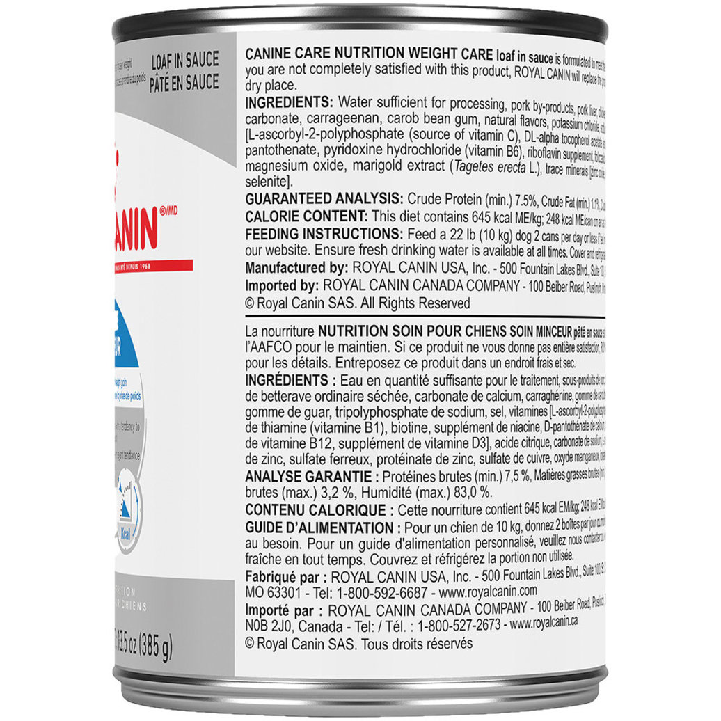 View larger image of Royal Canin, Canine Care Nutrition Adult Weight Care Loaf in Sauce - Wet Dog Food