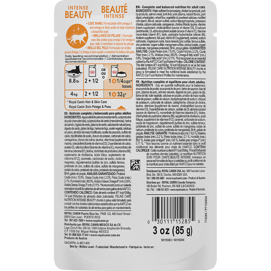 View larger image of Royal Canin, Feline Care Nutrition Adult Intense Beauty Chunks in Gravy - Wet Cat Food