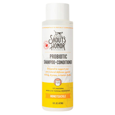 Skouts Honor, Probiotic Shampoo + Conditioner for Cats - Honeysuckle - 16 oz