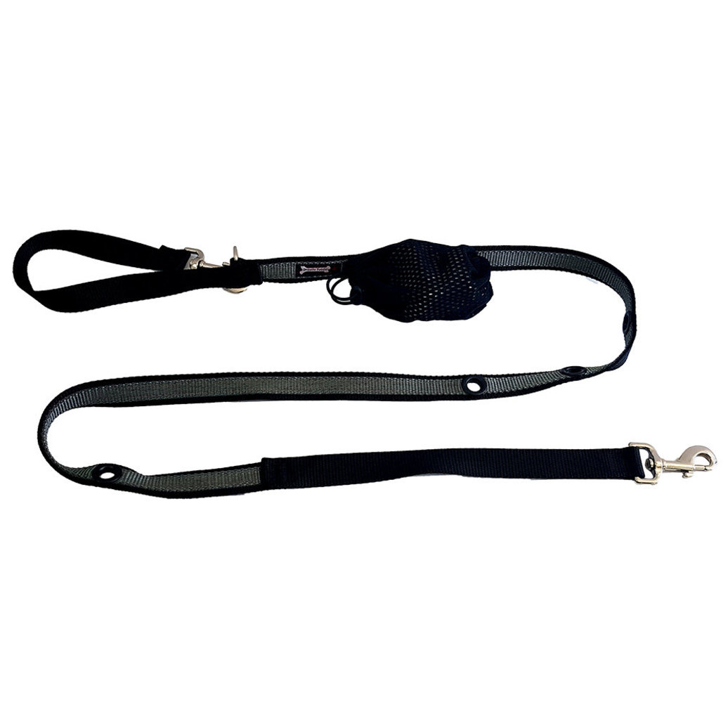 View larger image of Smoochy Poochy, 2-Tone Nylon Hands Free Leash - Black/Charcoal - 1" x 6'