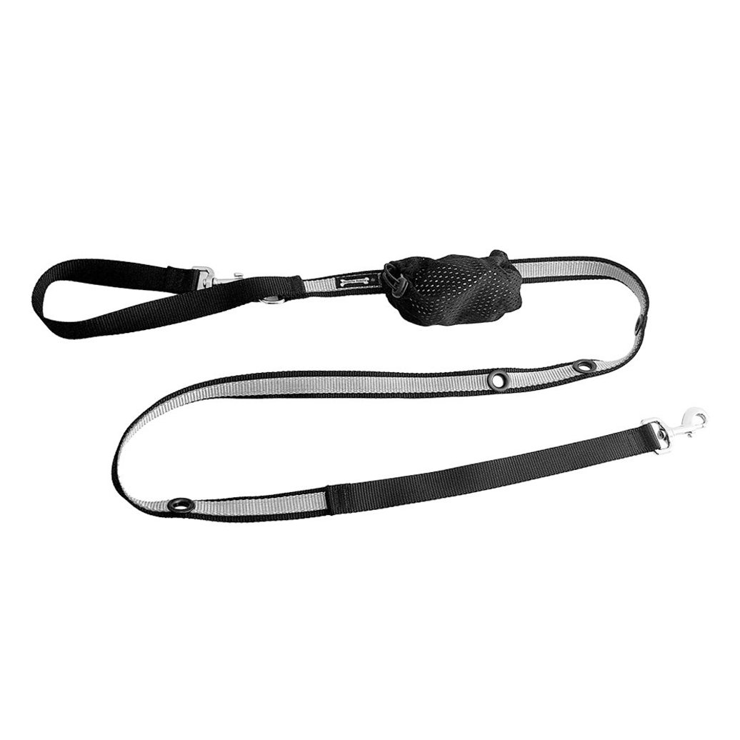 View larger image of Smoochy Poochy, 2-Tone Nylon Hands Free Leash - Black/Silver - 1" x 6'