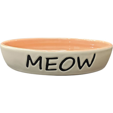 Meow Dish - Cat - Oval 6" - Coral