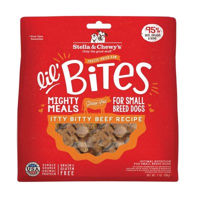 Dog Freeze-Dried Raw, Lil' Bites for Small Breeds, Itty Bitty Beef Recipe - 198 g