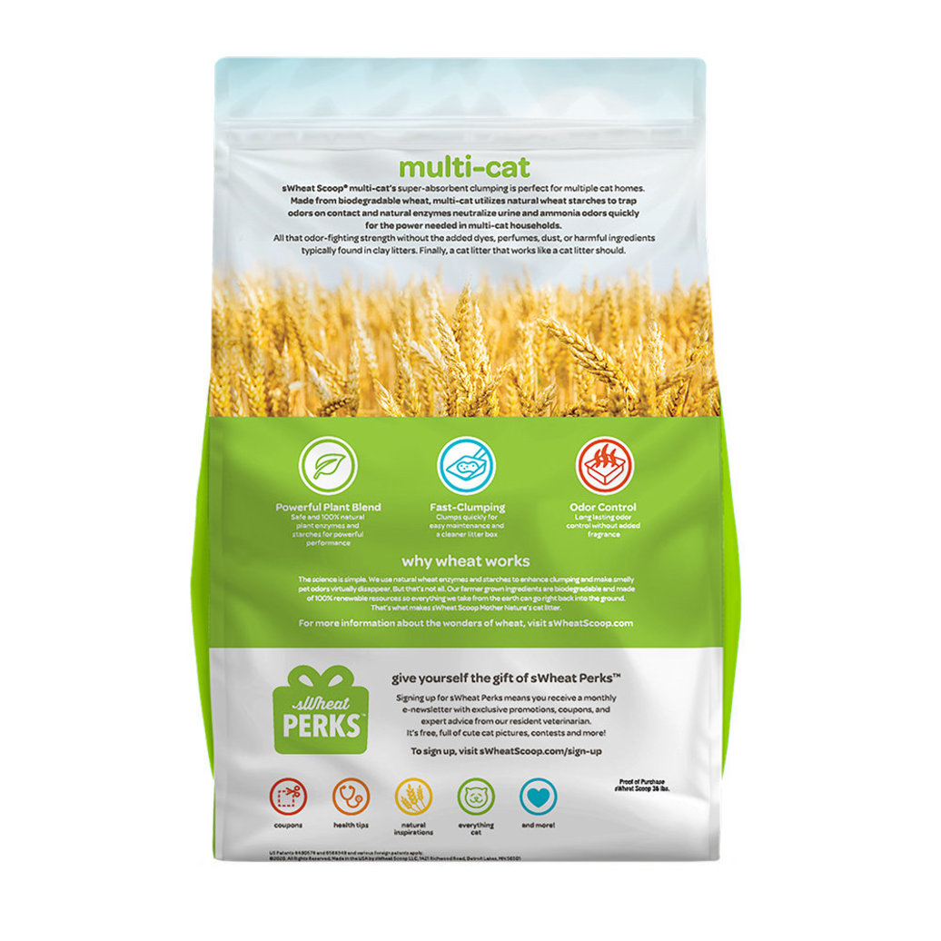 View larger image of Multi-Cat Unscented Natural Clumping Wheat Cat Litter - 16.36 kg