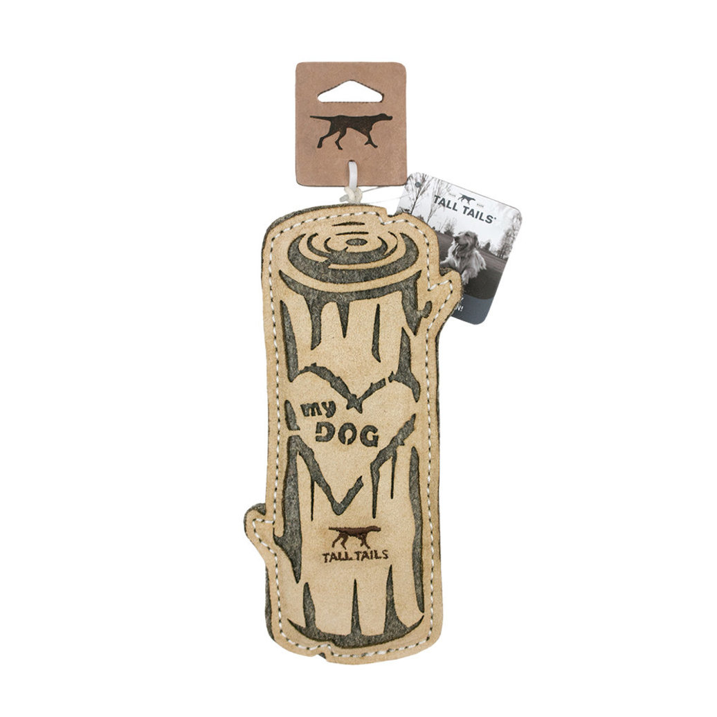 View larger image of Tall Tails, Leather & Wool - Love My Dog Log - Tan - 9" - Toss Dog Toy