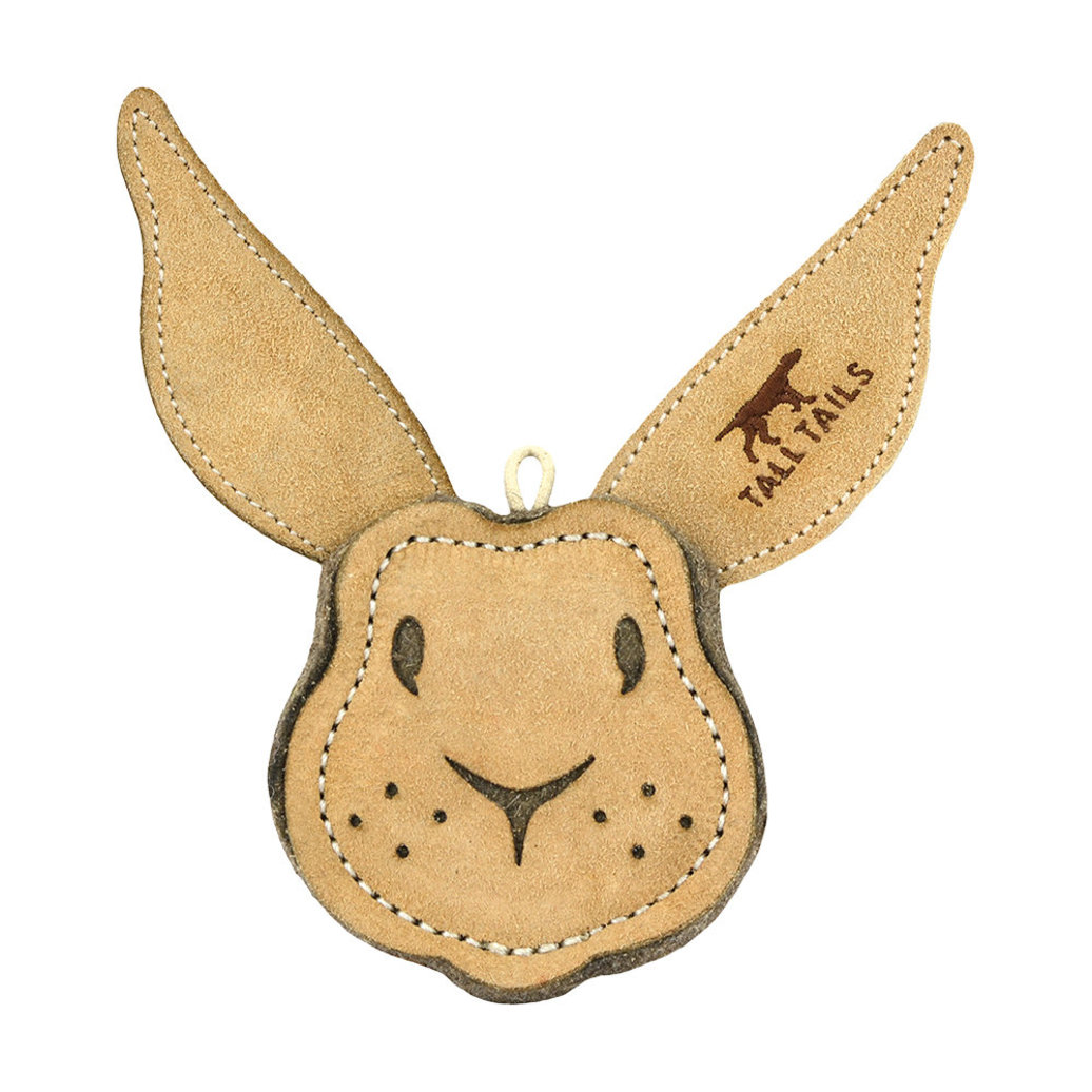 View larger image of Tall Tails, Leather & Wool Rabbit - Tan - 4" - Toss Dog Toy
