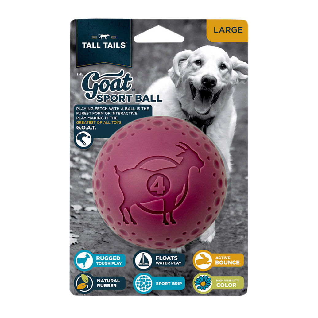View larger image of Tall Tails, Natural Rubber 4" GOAT Ball - Purple - Toss Dog Toy