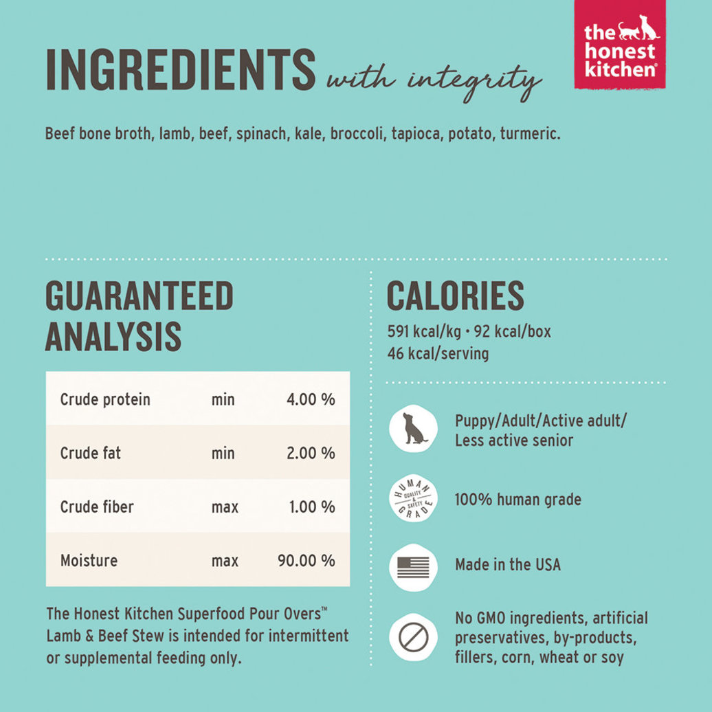 View larger image of The Honest Kitchen, Superfood Pour Overs, Lamb & Beef Stew - Wet Dog Food