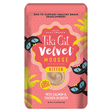 Tiki Cat, Pouch, Kitten - Velvet Mousse - Salmon & Chicken - 68 g