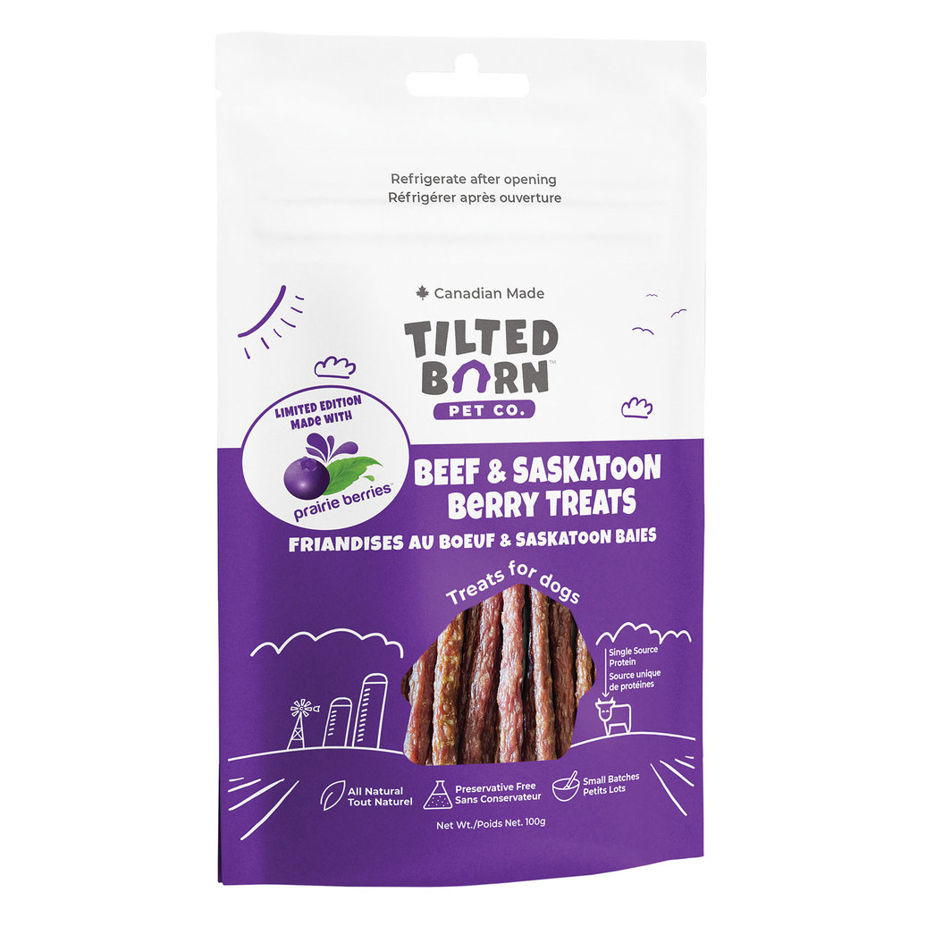 View larger image of Tilted Barn, Canadian Beef and Saskatoon Berry Treats - 100g