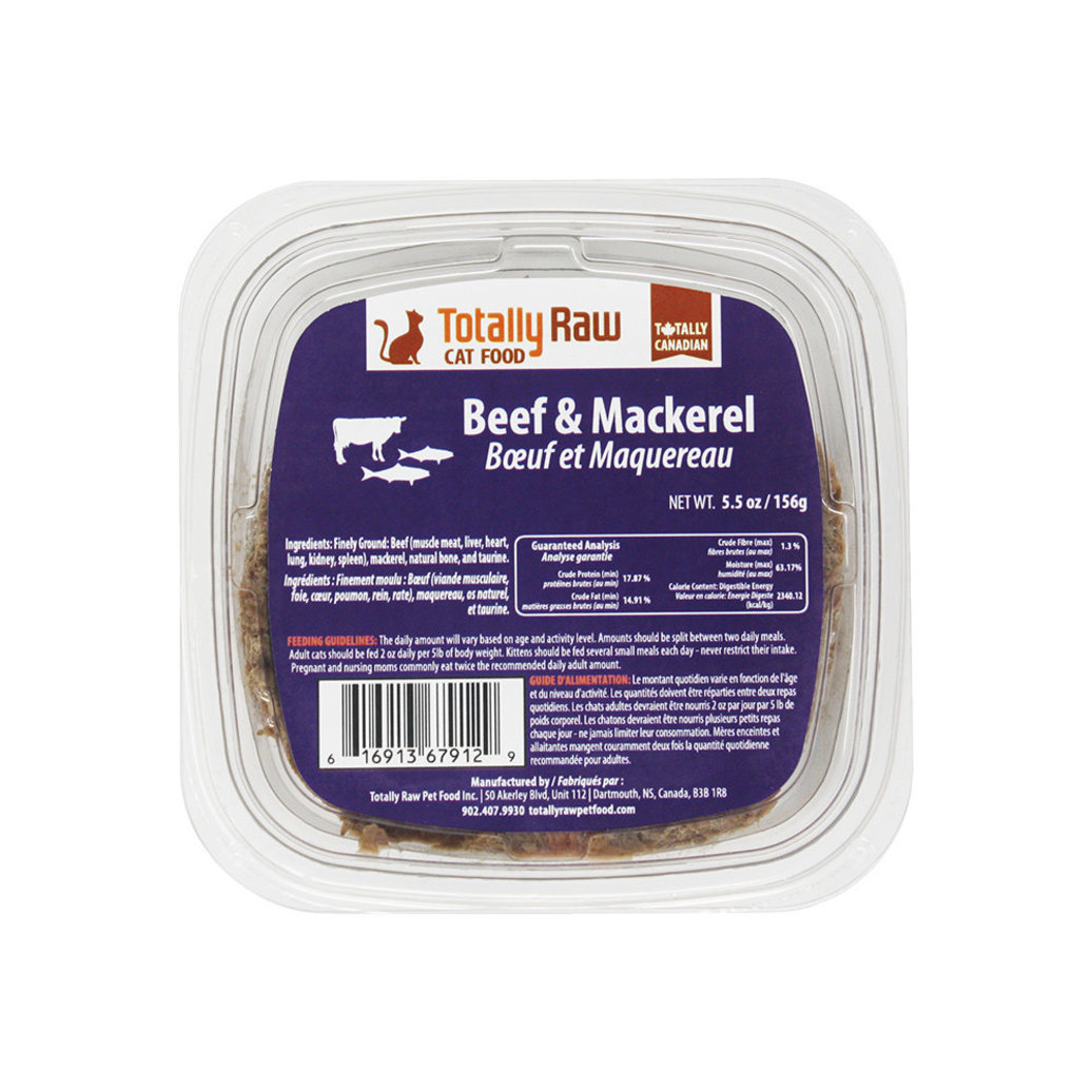 View larger image of Totally Raw, Tub, Feline - Ground Beef & Mackerel - 156 g