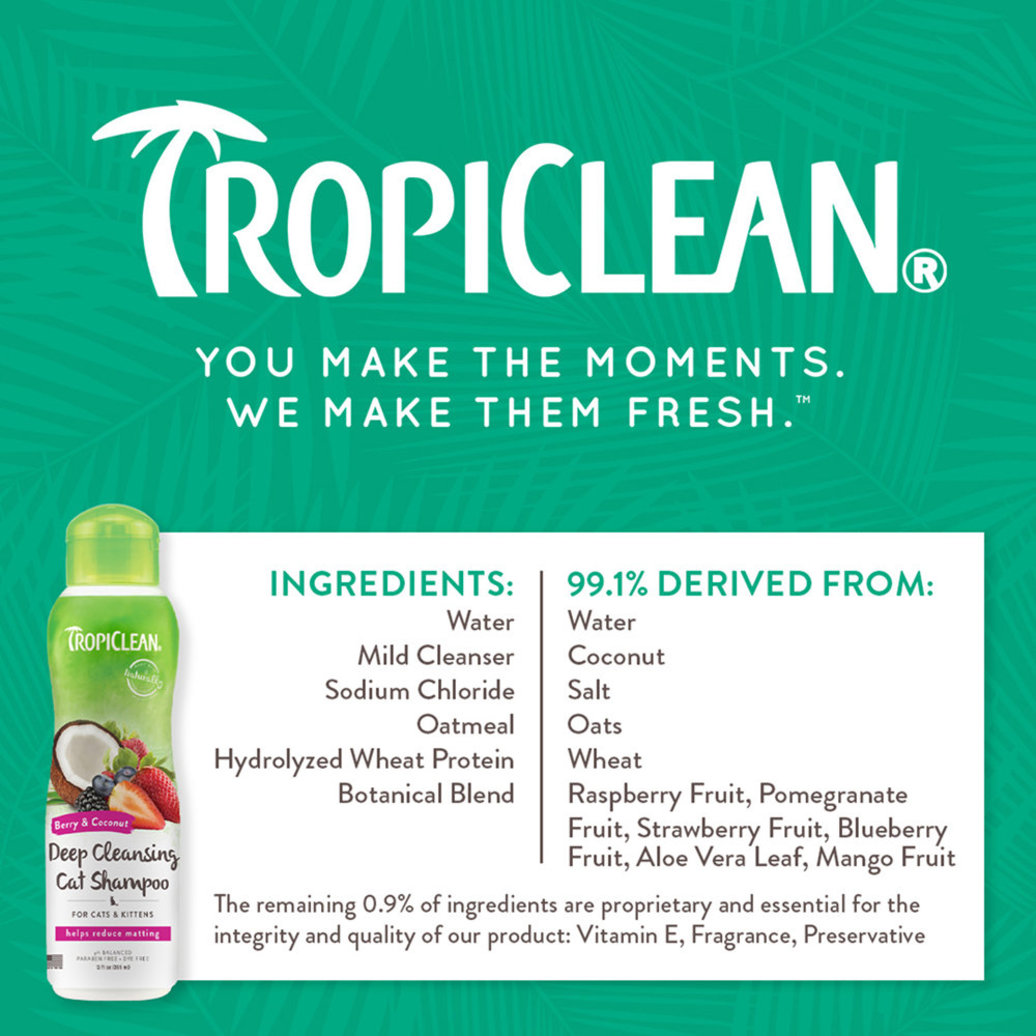 View larger image of Tropiclean, Berry & Coconut Deep Cleansing Cat & Kitten Shampoo - 12 oz