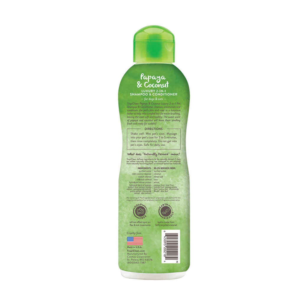 View larger image of Tropiclean, Papaya & Coconut 2 in 1 Shampoo