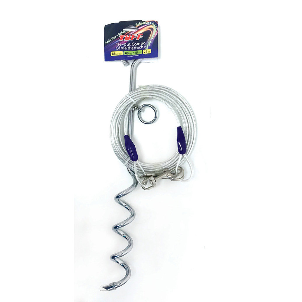 View larger image of TUFF, Reflective Tie-Out Stake/Cable Combo - 25'