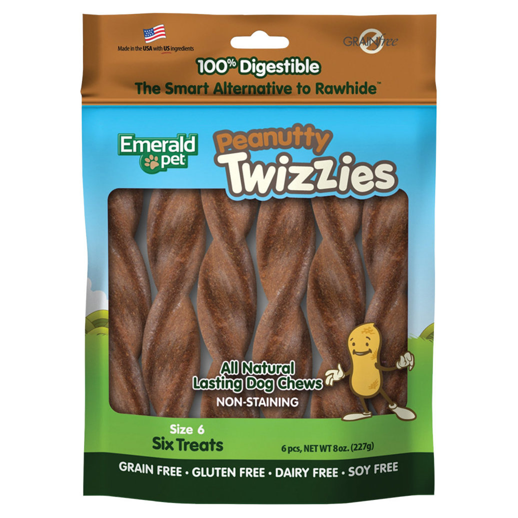 View larger image of Emerald Pet, Twizzies, LID GF Chew - Peanutty - 6" - 6 pk