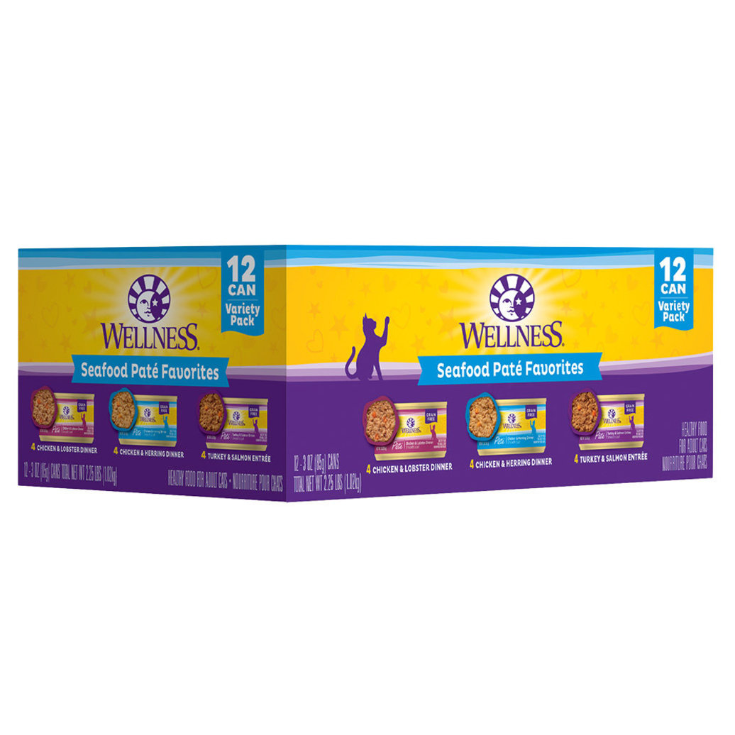 View larger image of Wellness, Can, Feline Adult - Complete Health - Seafood Pate Favorites - Variety Pack - 12 x 85 g - 